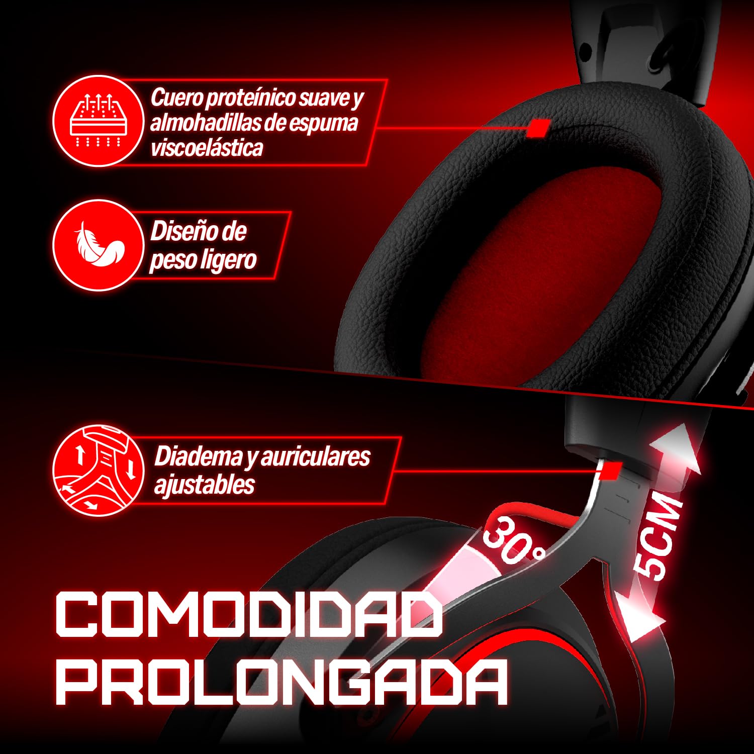 OXS Storm G2 Auriculares Inalámbricos para Gaming, Sonido Surround Virtual 7,1, Baja Latencia de 2,4 GHz, Driver de 50 mm, 40 Horas de Autonomía, luz RGB, Bluetooth 5.3, para PC, Consola y Teléfono