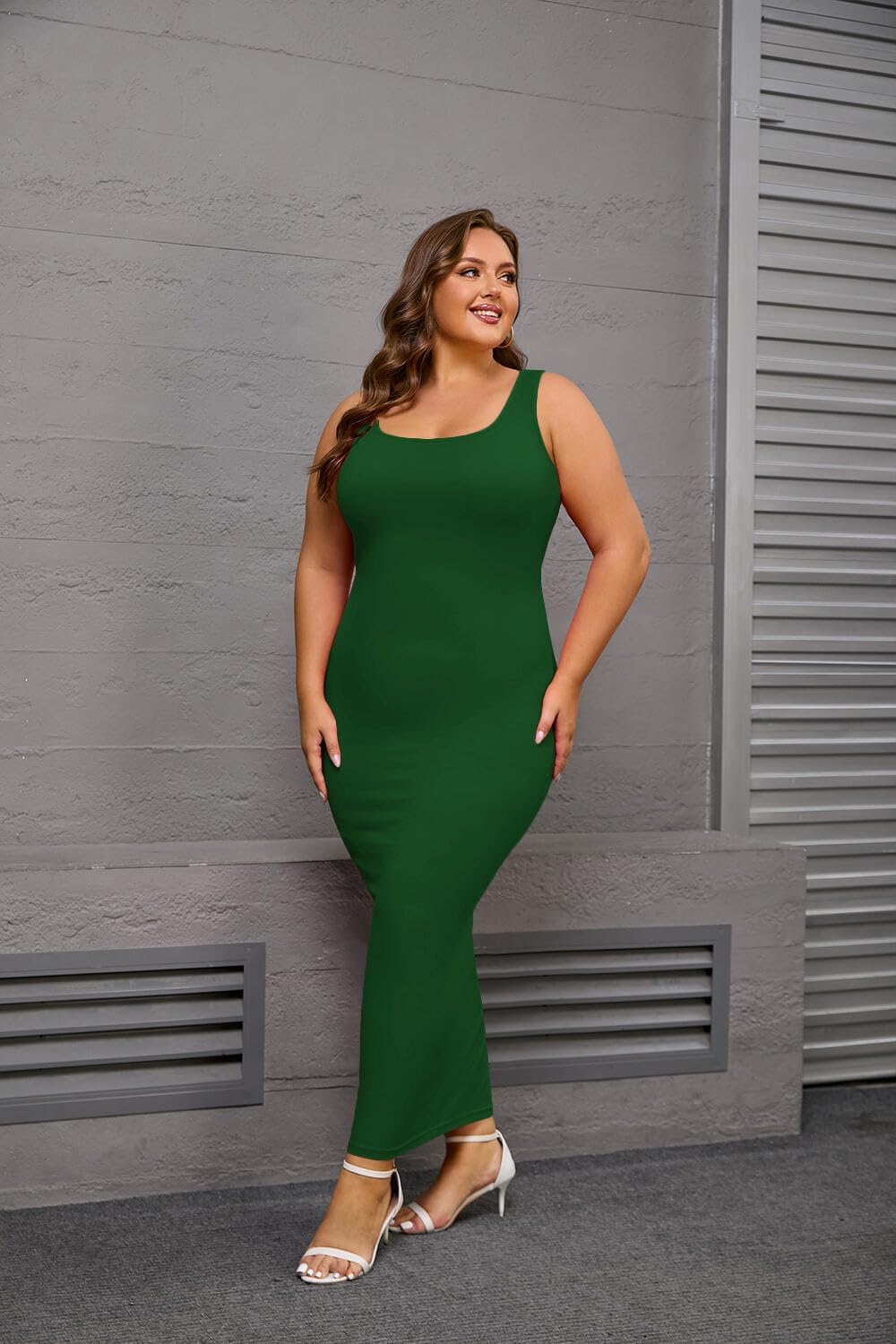 YeGine Women Plus Size Sleeveless Bodycon Maxi Dresses Sexy Slim Tank Dresses - Image 4