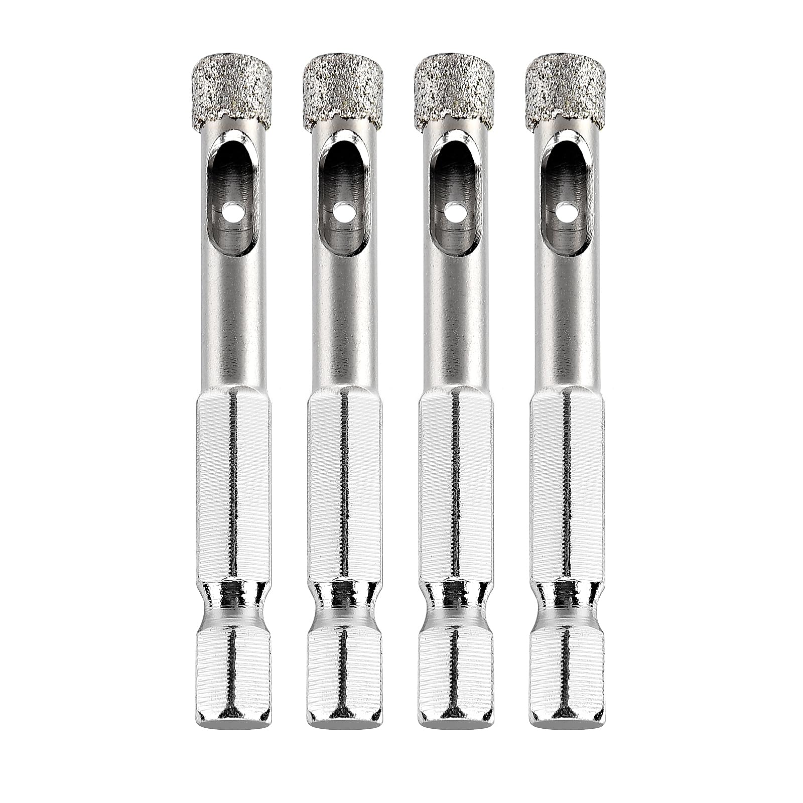 4-Pack 1/4" (6mm) Diamond Tile Hole Saw Pilot Bit Drill Bits for Ceramics, Flower Pots, Glass, Stone, Porcelain Tile, Granite and Marble Wet Use