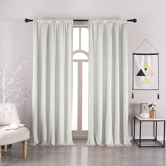 nanbowang Bleach White Velvet Curtains 84 Inches Long Soft Curtains Rod Pocket