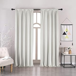 nanbowang Bleach White Velvet Curtains - 96 Inches Long Soft Curtains Rod Pocket Thermal Insulated Curtains Window Treatment for Bedroom Light Filtering Curtains 2 Panels - Buy now