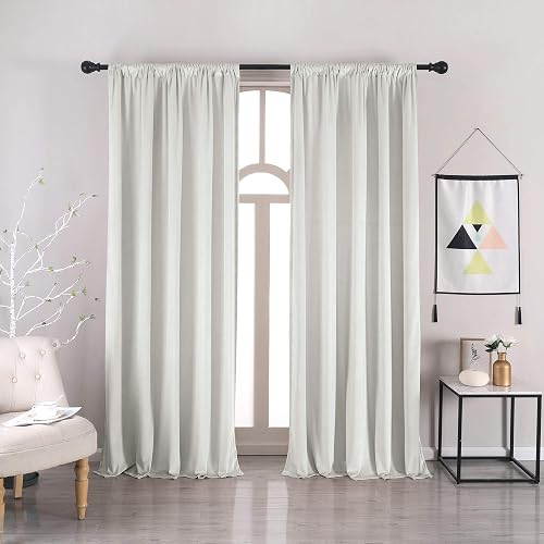 nanbowang Bleach White Velvet Curtains 84 Inches Long Soft Curtains Rod Pocket Thermal Insulated Curtains Window Treatment for Bedroom Light Filtering Curtains Set of 2 Panels