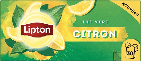Lipton, Thé Vert, Thé Vert Origine Asie, Infusion à Froid ou Chaud, Goût Citron, Bien Etre, Ingrédients d'Origine 100% Naturelle, 30 sachets - 3