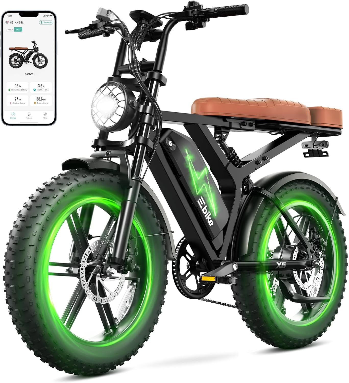 SISIGAD Electric Bike for Adults,Peak 1500W Ebike,48V 15/30Ah Waterproof Removable Battery,60-100 Miles,7 Speed,28 MPH Max,20" E Bike for City Commuting,Off-Roading,Mountain,UL 2849 Certification