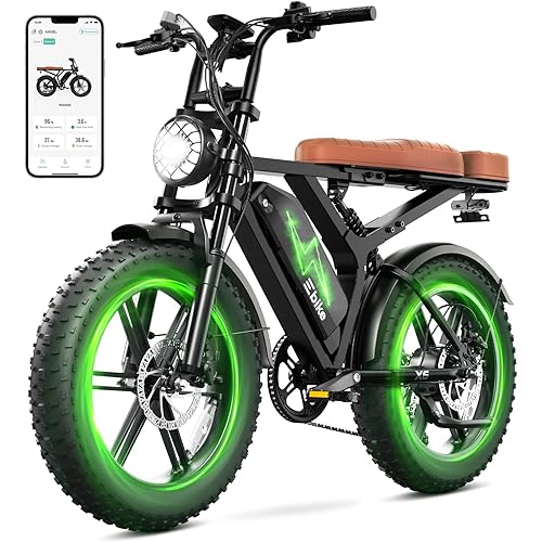 SISIGAD Electric Bike for Adults,1500W Peak Motor Ebike with 48V 15/15 * 2Ah Dual Removable Battery, 60-100 Miles,28 MPH Electric Mountain Bike, 20" Fat Tire All Terrain E Bike,UL 2849 Certification