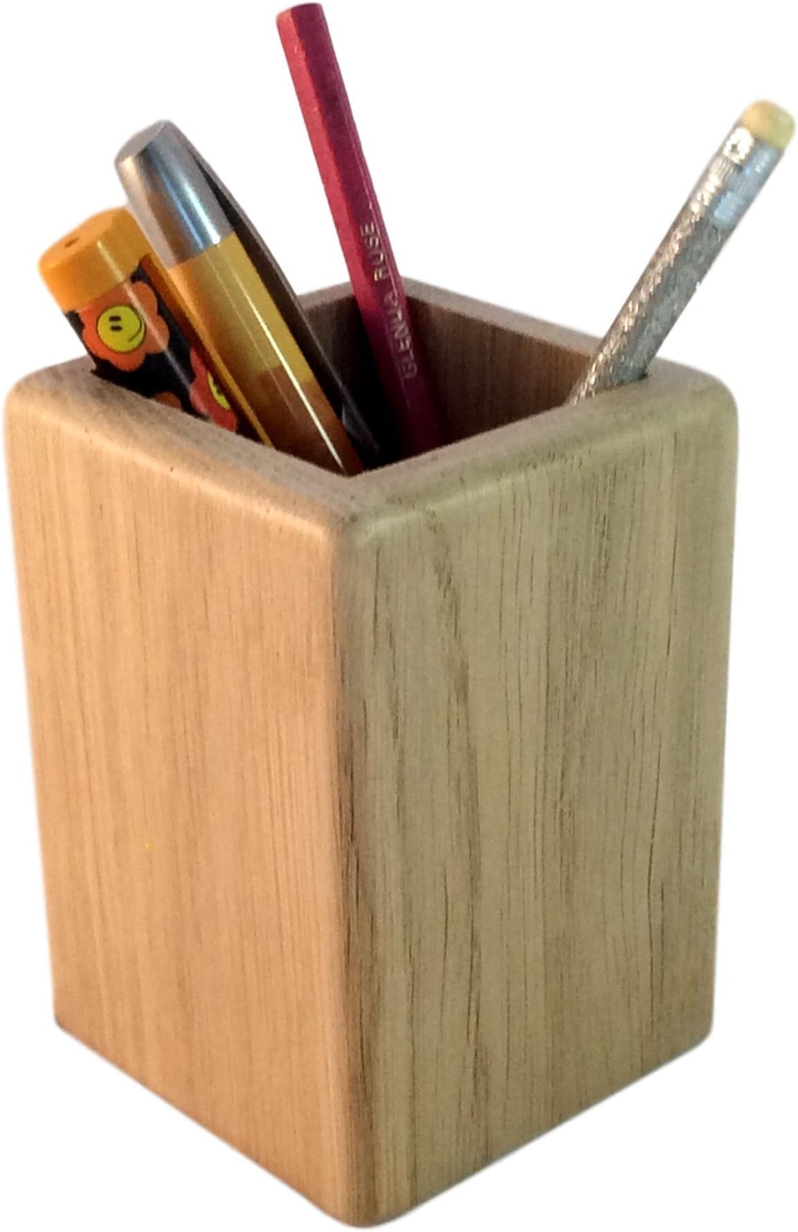 Carovel Wood pen pot – Oak cup holder for pens, pencils, brushes etc