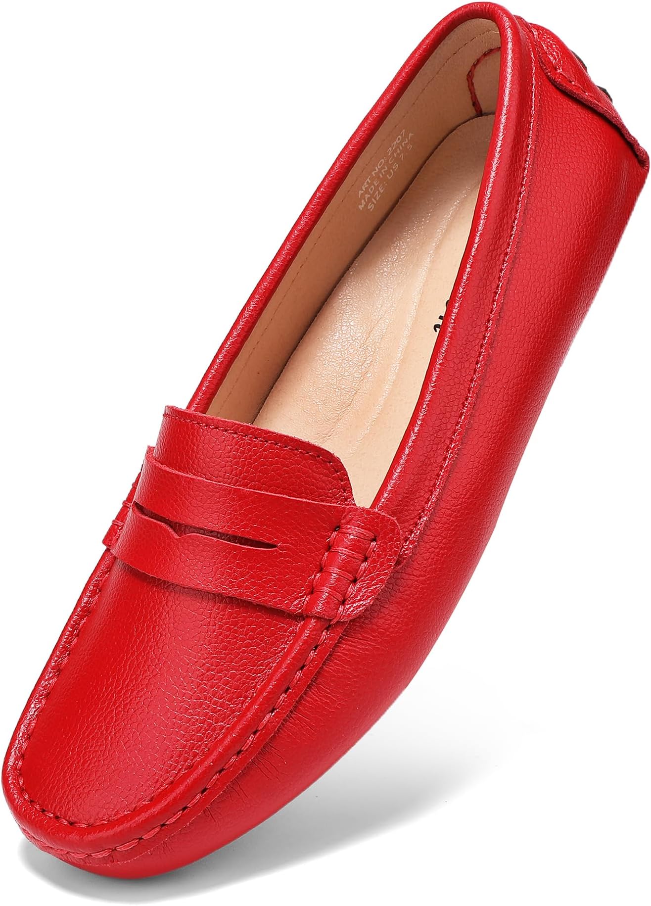 BEAUSEEN Women's Genuine Leather Penny Loafers Classic Driving Moccasins Casual Slip On Comfort Women Loafer Shoes
