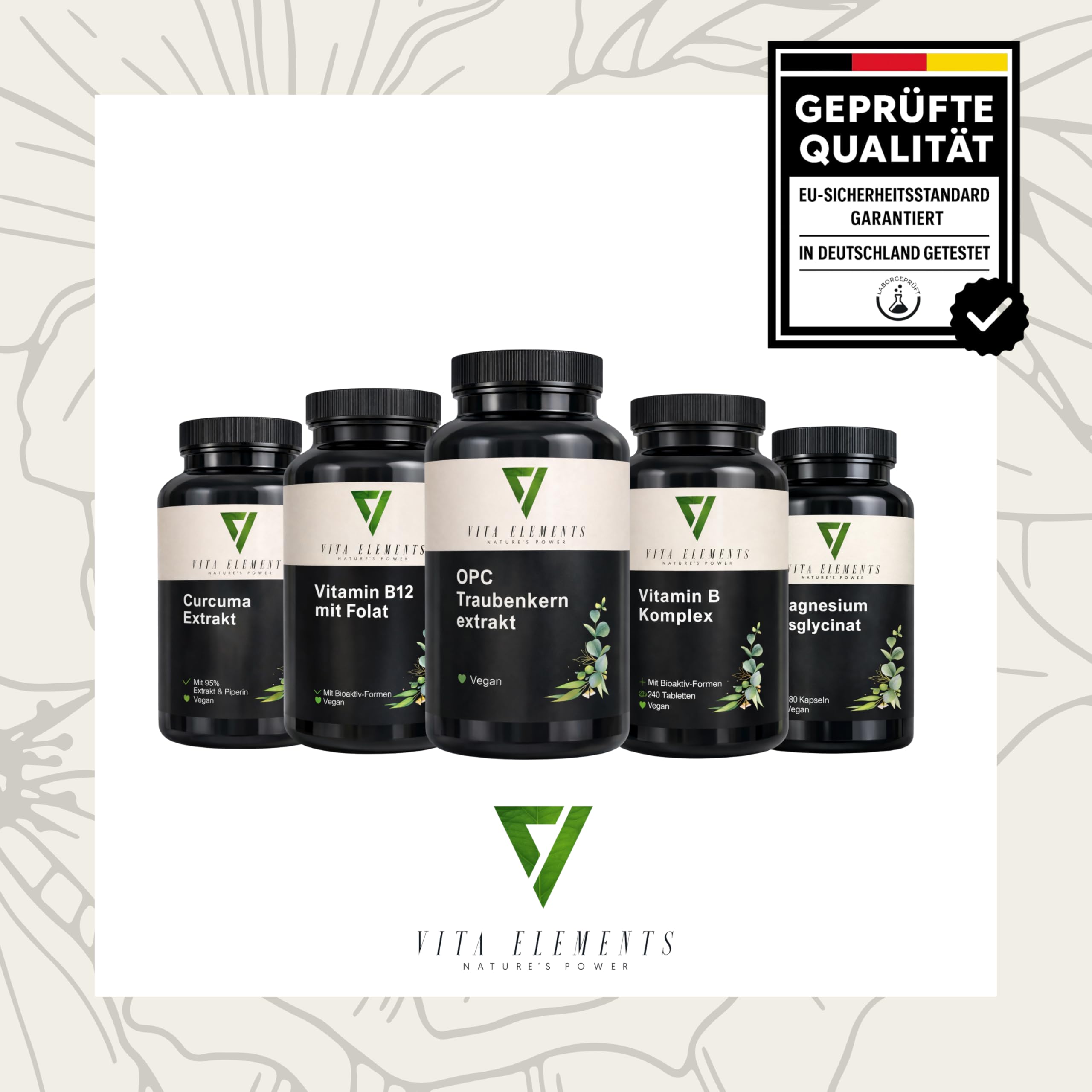 Vita Elements OPC Traubenkernextrakt - 240 Kapseln - 8 Monate Vorrat - Reines OPC aus europäischen Trauben - Hochdosiert - Vegan - Laborgeprüft - Ohne Zusätze