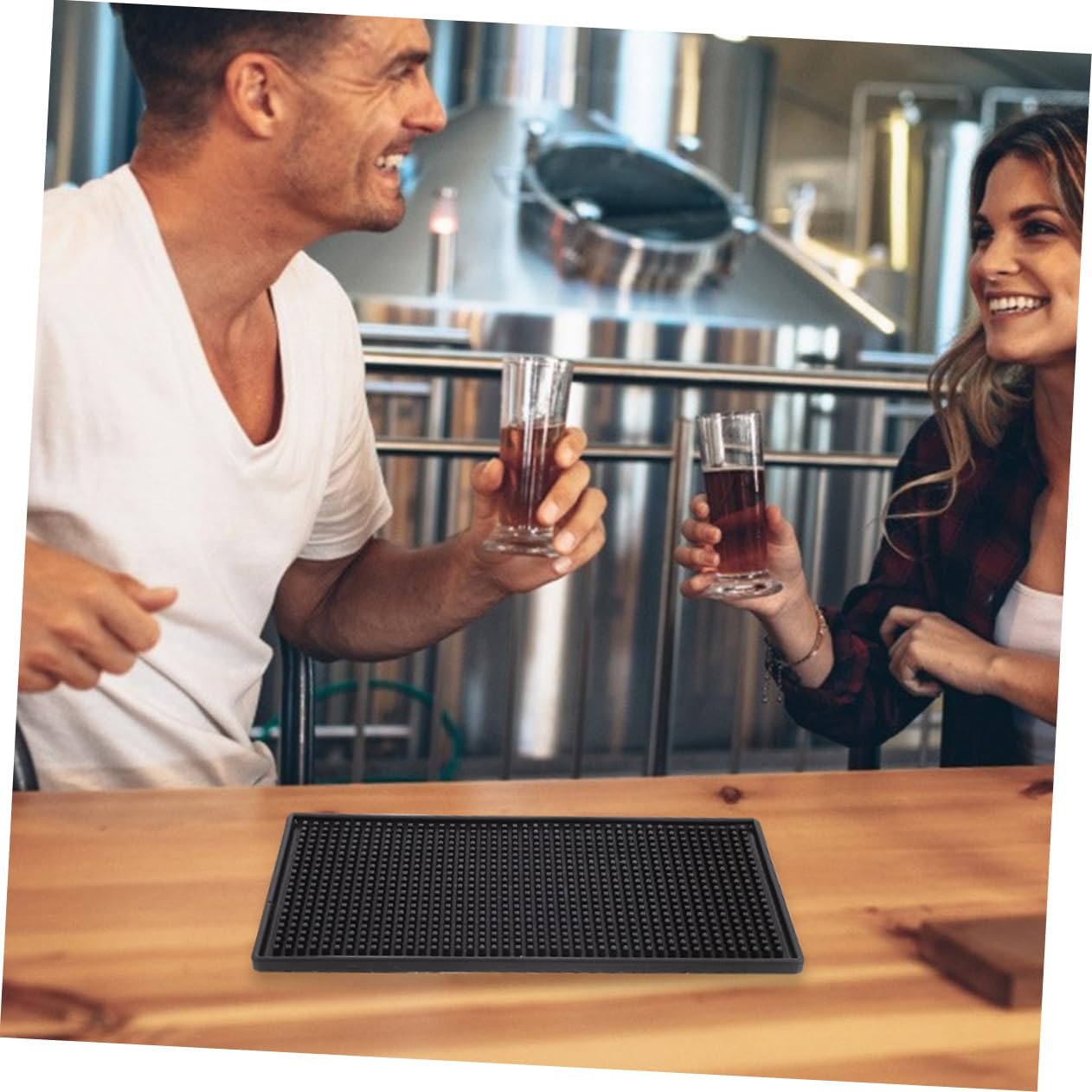 Tappetino da Bancone da Bar Antiscivolo 2 Pezzi in Pvc Nero