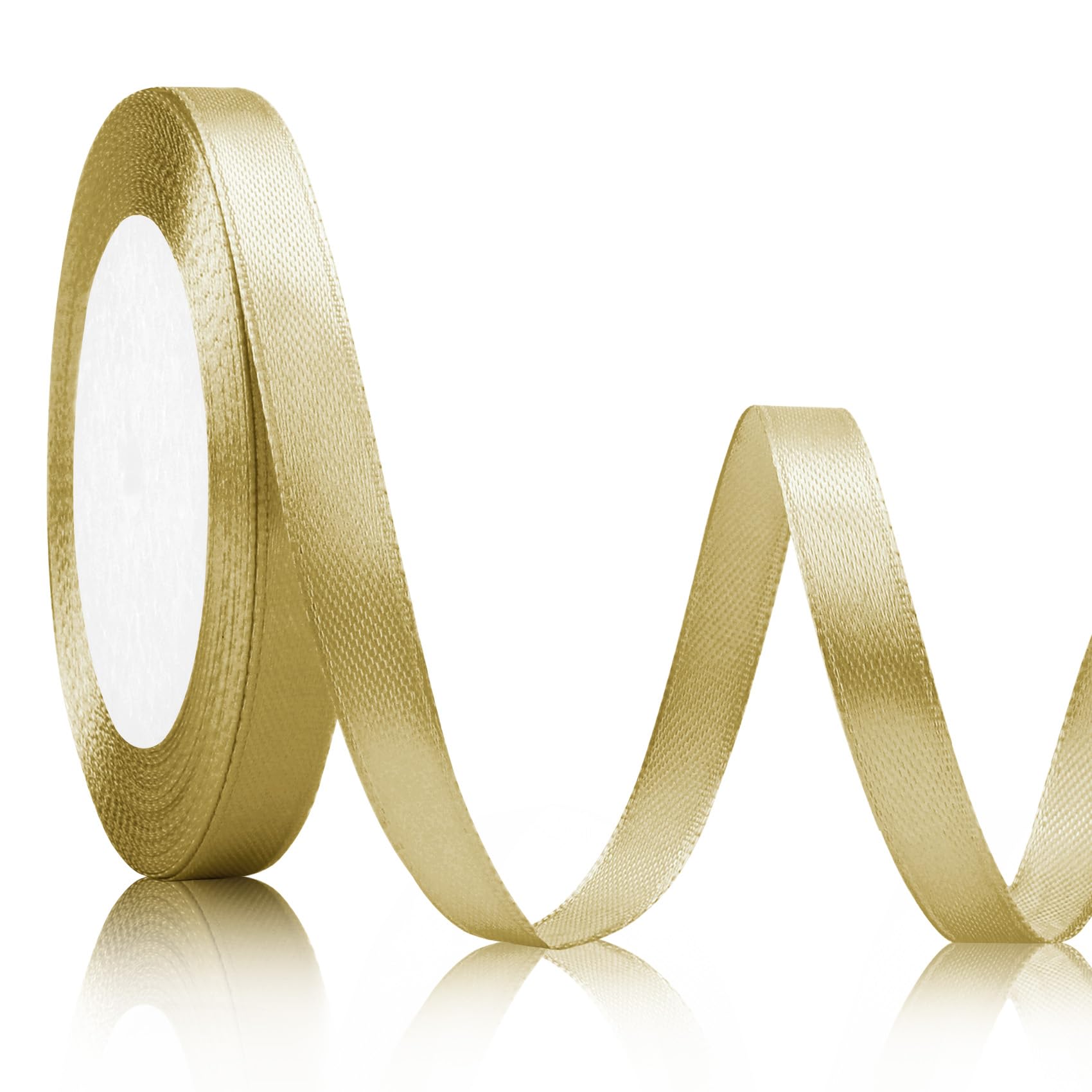 Champagner Gold Band 10 mm Satinband 23 Meter Polyesterband Champagner Gold Seidenbänder für DIY Kunst, DIY Basteln, Geschenkverpackung, Schleifen, Hochzeitsdekoration