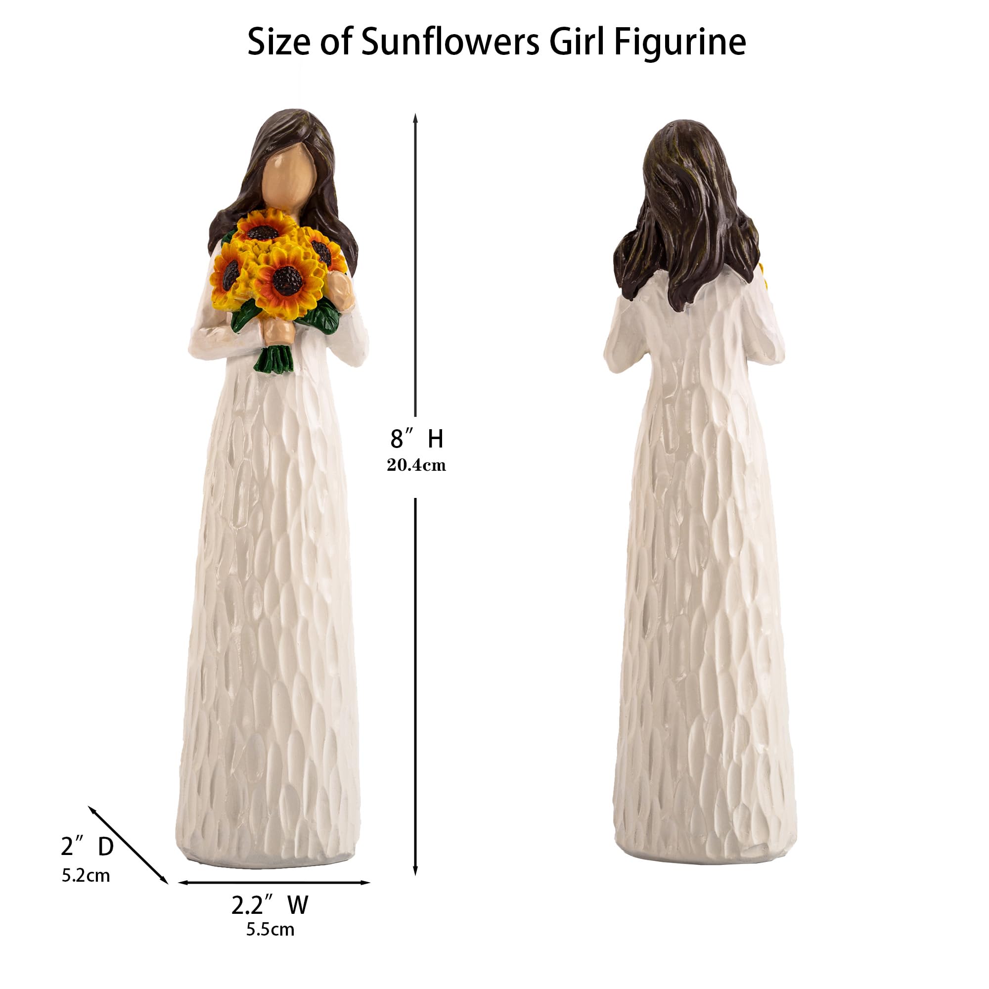 Amazon.co.jp: Elegondrar 花を持つ少女 置物 ひまわり 女性へのギフト