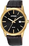 Citizen Quartz Men's Watch, Stainless Steel with Leather strap, Casual, Brown (Model: BI5002-06E)