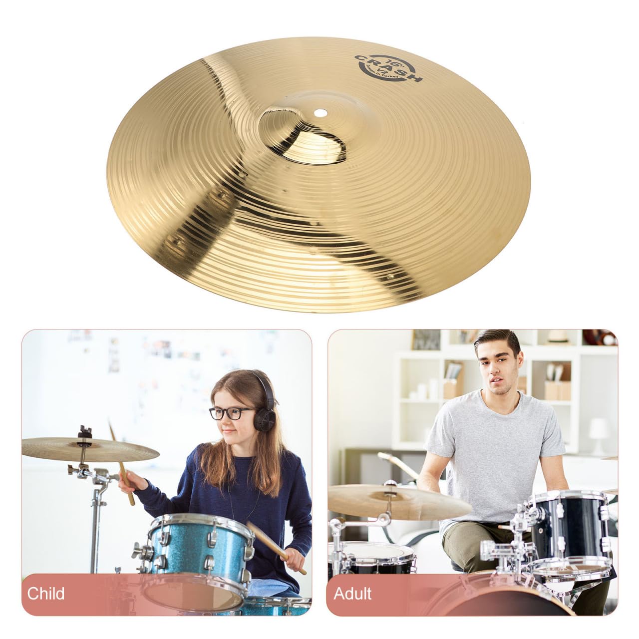 Vaguelly Crash Piatti in Ottone 40 cm Drum Set Piatti a Percussione per Principianti e Studenti
