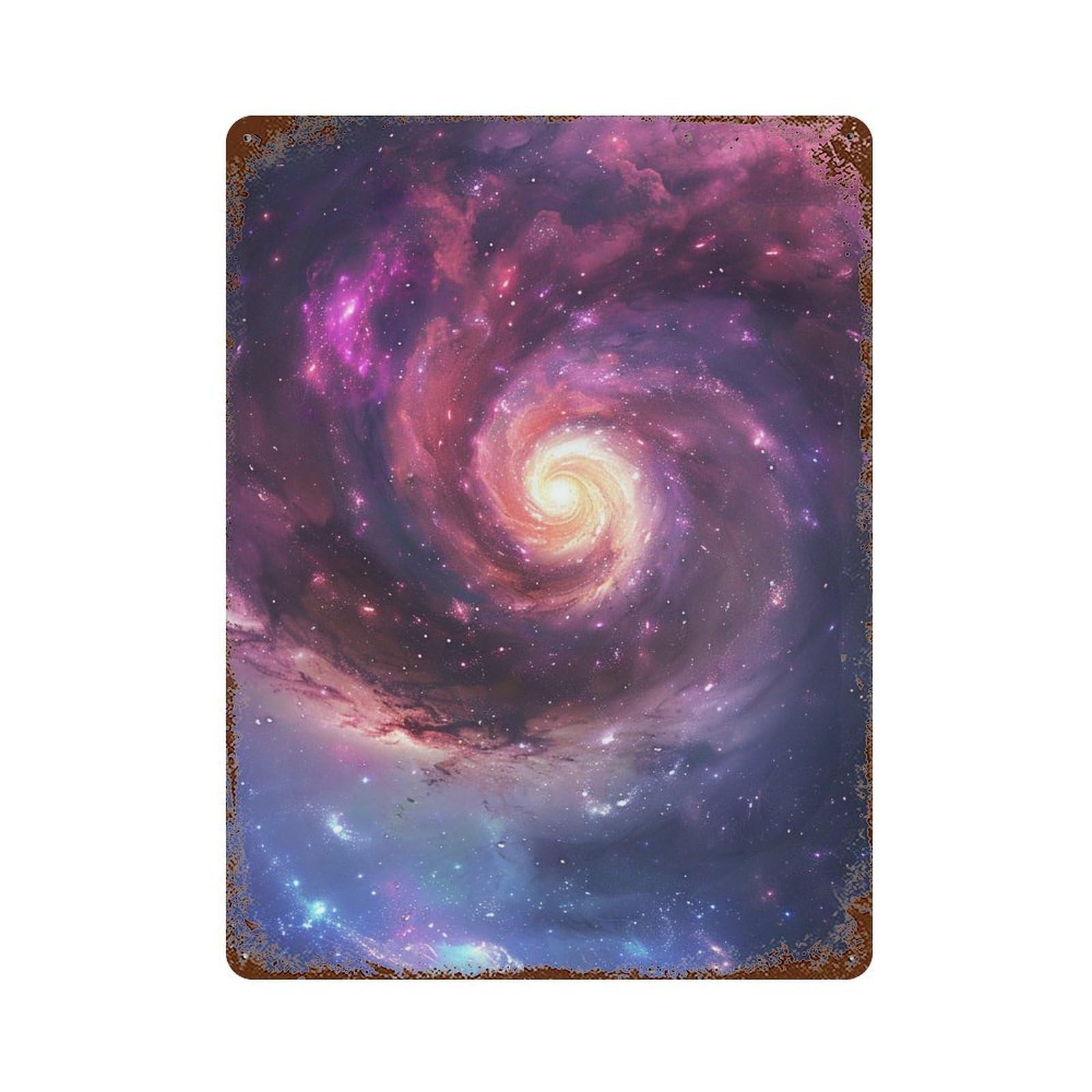 Cosmic Spiral Galaxy-5 Aged Metal Wall Plaque 15.7"x11.8", Classic Wall Plaque for Garage, Pub Or Kitchen