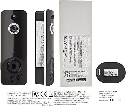 Miniatura 9 de Cámara de timbre de video inalámbrica, cámara de vigilancia para interiores y exteriores incluida, timbre de anillo, audio de 2 vías, detección