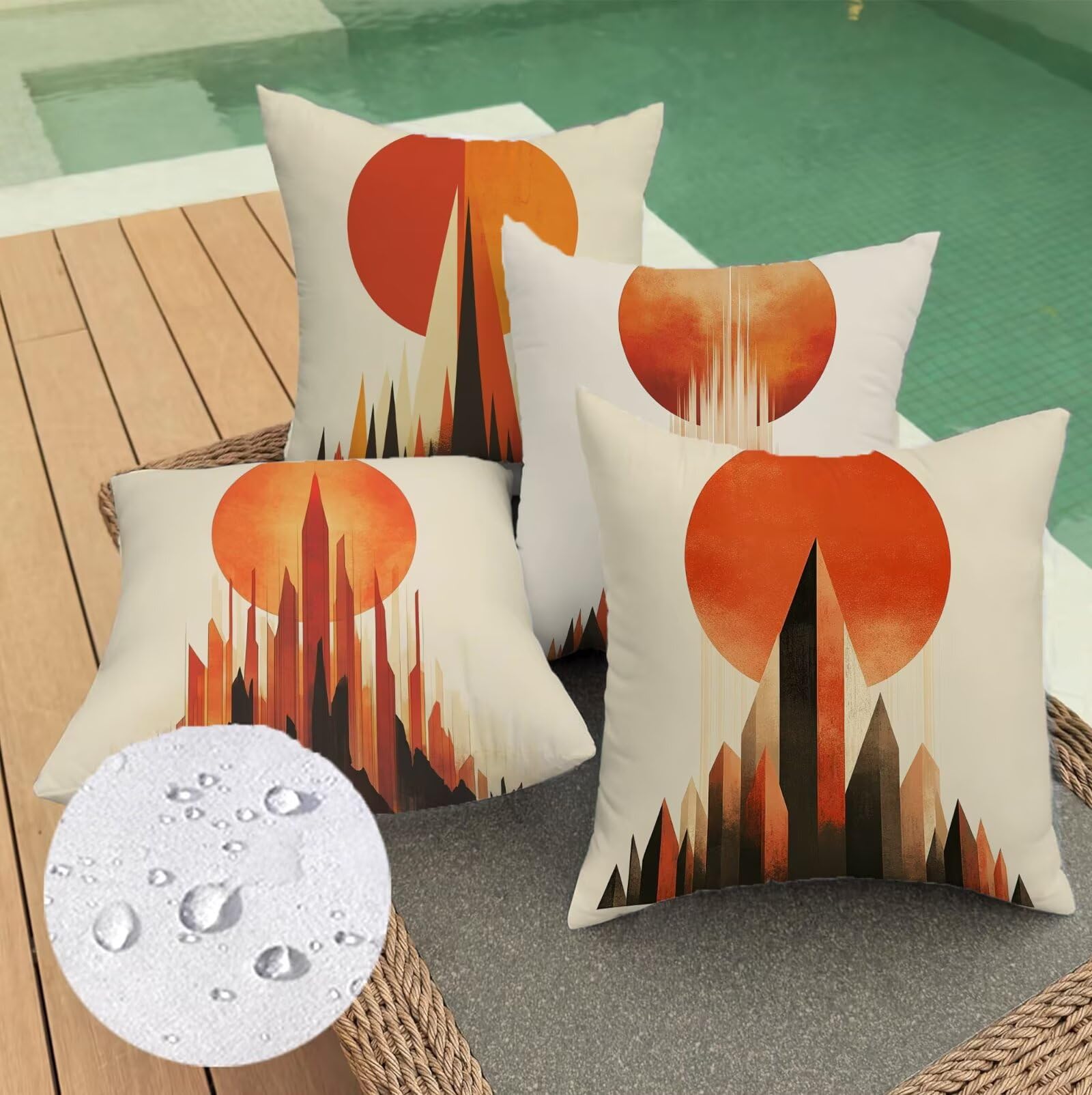 Samt Kissenbezug Sonne 4 Stück Quadratisch Outdoor Kissen 45x45 GJ-43
