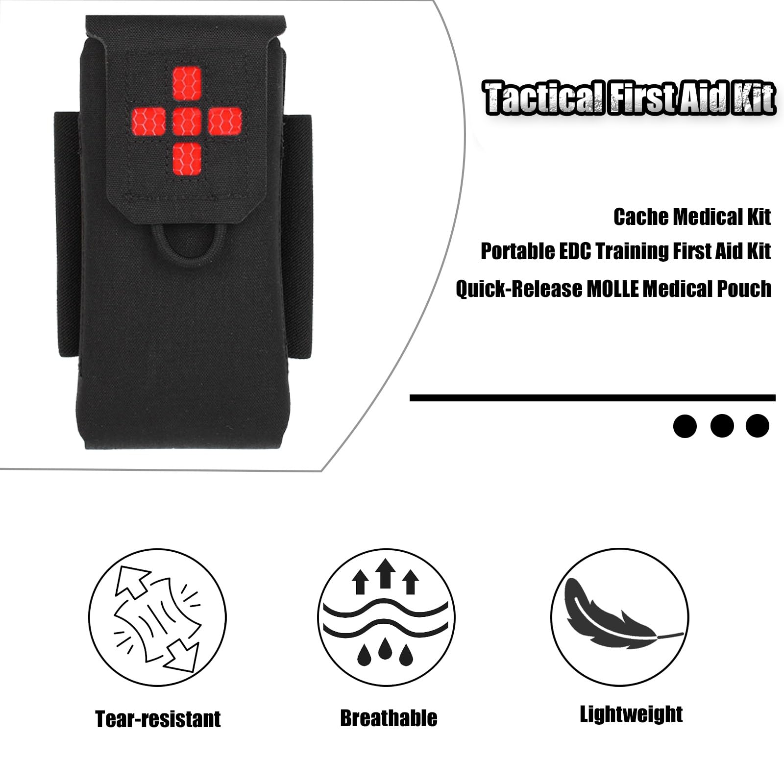 Bolsa Médica Tactics MOLLE, Mini Bolsa Médica IFAK, Kit Compacto de Primeros Auxilios de Acceso Rápido, para Senderismo y Acampada Al Aire Libre