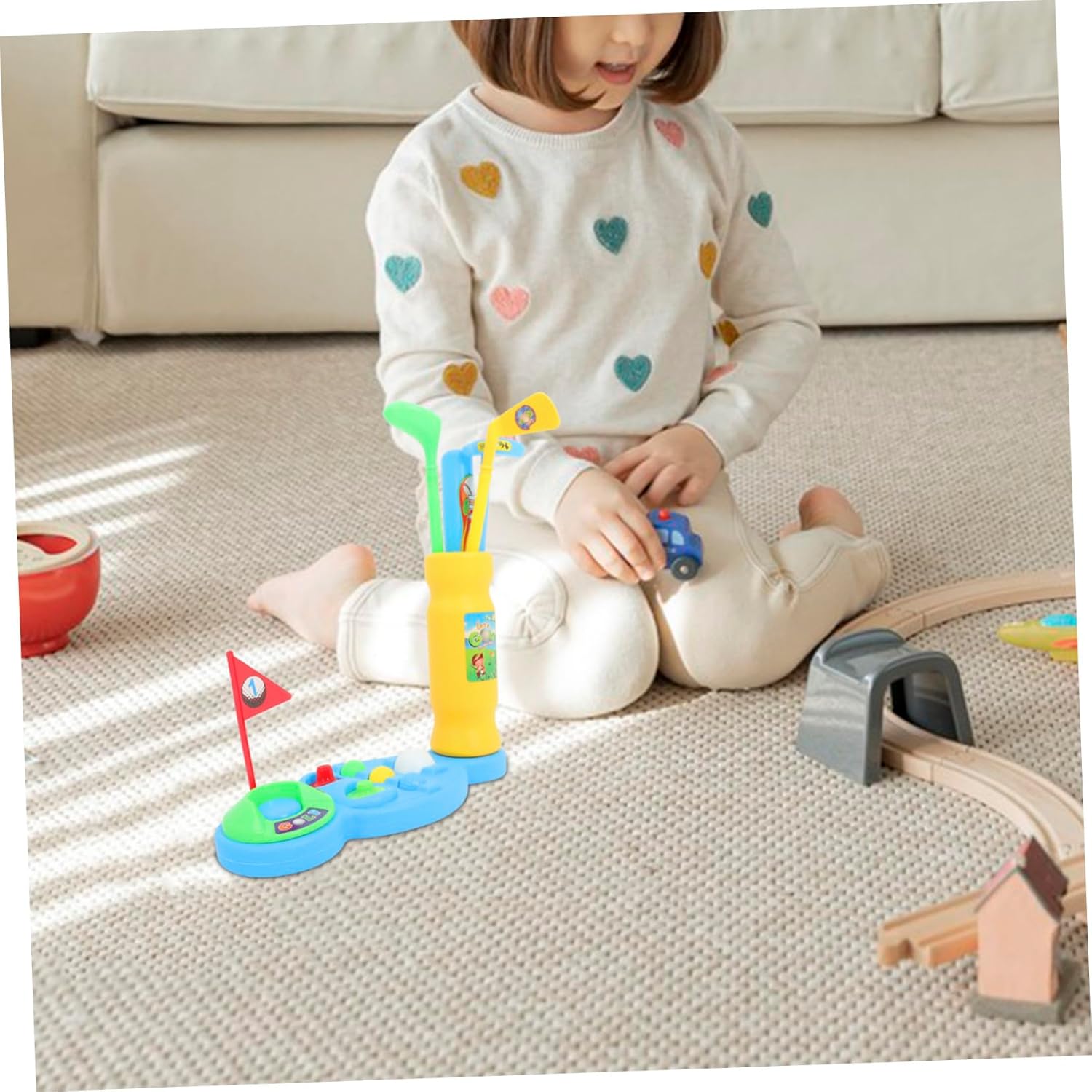 Golf for Lightweight Indoor Outdoor Sports Golf and Baseball Game with Safe Plastic Clubs Promotes Motor Skills and Imagination Development