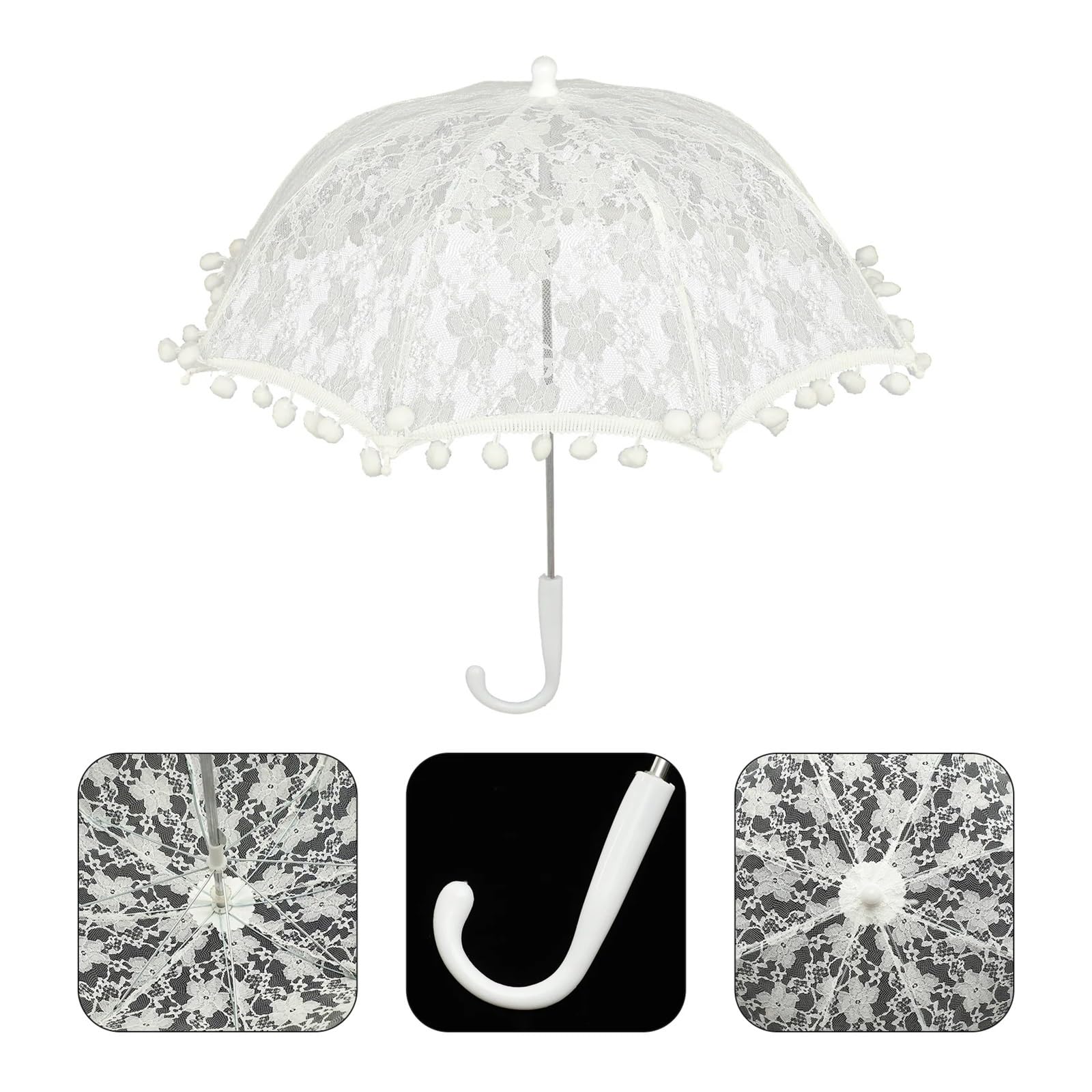 Koronkowa parasolka, Koronkowy ślubny parasol biały