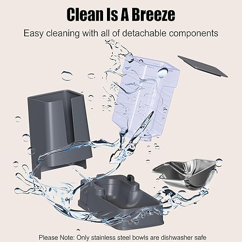 Miniatura 8 de Juego de alimentador automático para gatos y dispensador de agua para gatos con cuencos de acero inoxidable, comedero por gravedad para perros