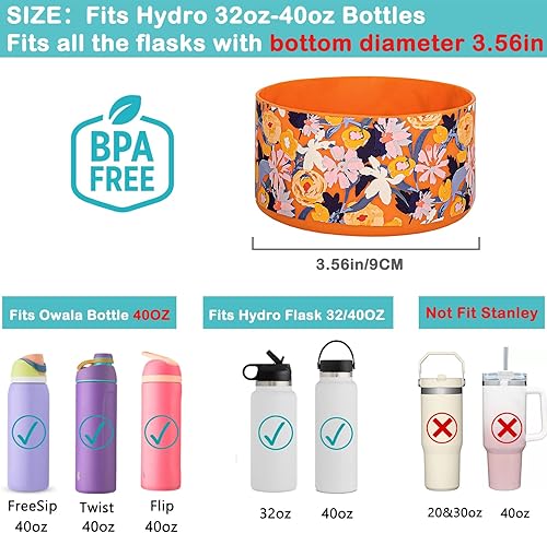 Vista 105 de HEYSKAY Protective Silicone Boot for Hydro Flask Water Bottle Wide Mouth Water Bottle Anti-Slip Silicone Boot Bottom Protector Water Bottle
