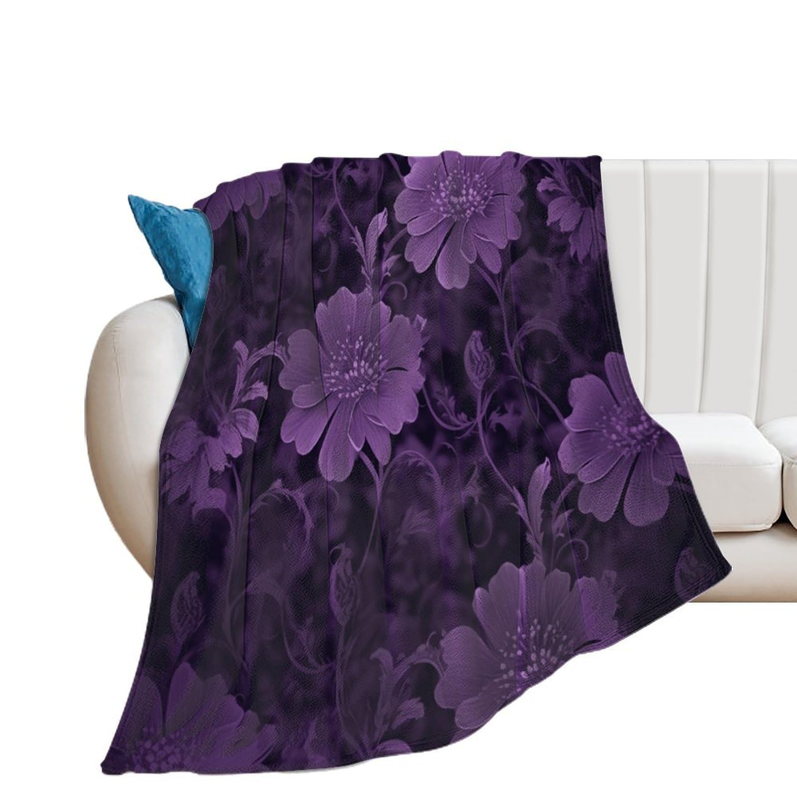 Purple Throw Blanket for Couch Soft Cozy Flannel Bed Blanket Fuzzy Decorative Blanket Warm Lightweight Throw Blanket All-Season Home Decor Gift for Home Office Sofa 50"*60"（130 * 150cm）