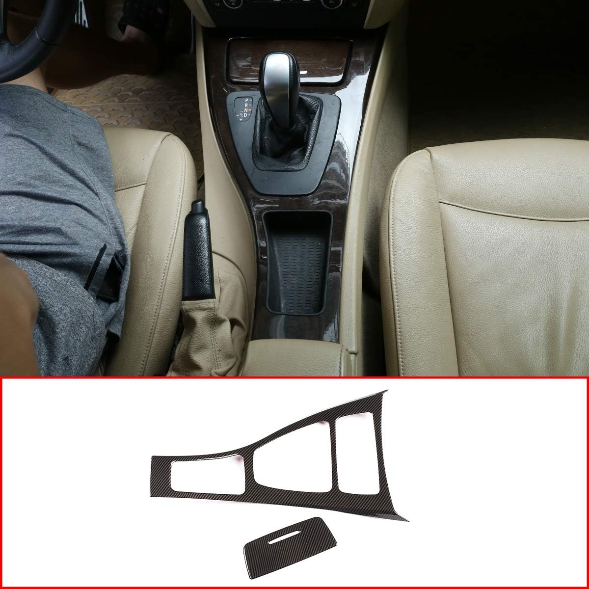 ABS Carbon Fiber Center Console Gear Shift Frame Car Accessories for BMW E90 E92 2005-2012 3 Series Left Hand Drive