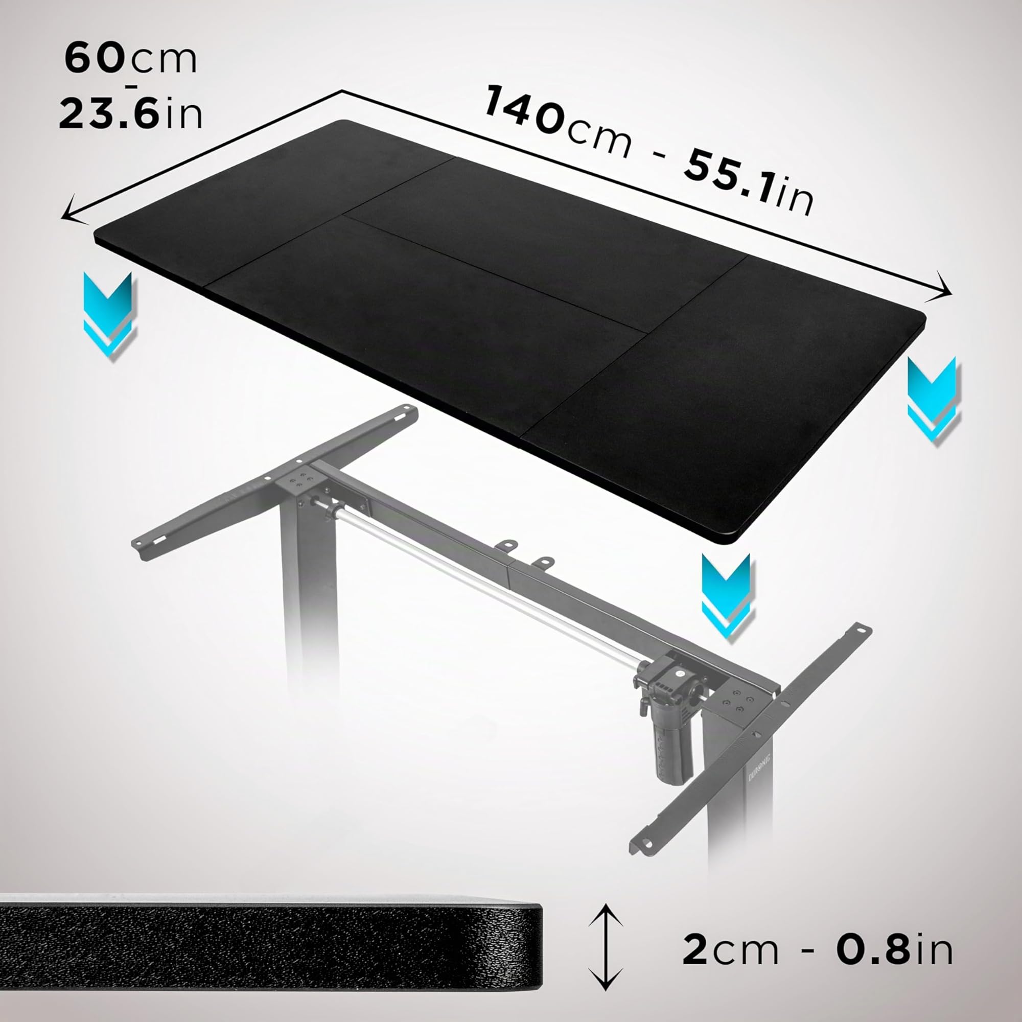 Duronic TT140 BK Tablero de Escritorio sin Patas, 140 x 60 cm, Color Negro | Tablero de Mesa para Escritorio, Grosor 1,9 cm, para Casa, Home Office u Oficina, para Puesto de Trabajo Regulable