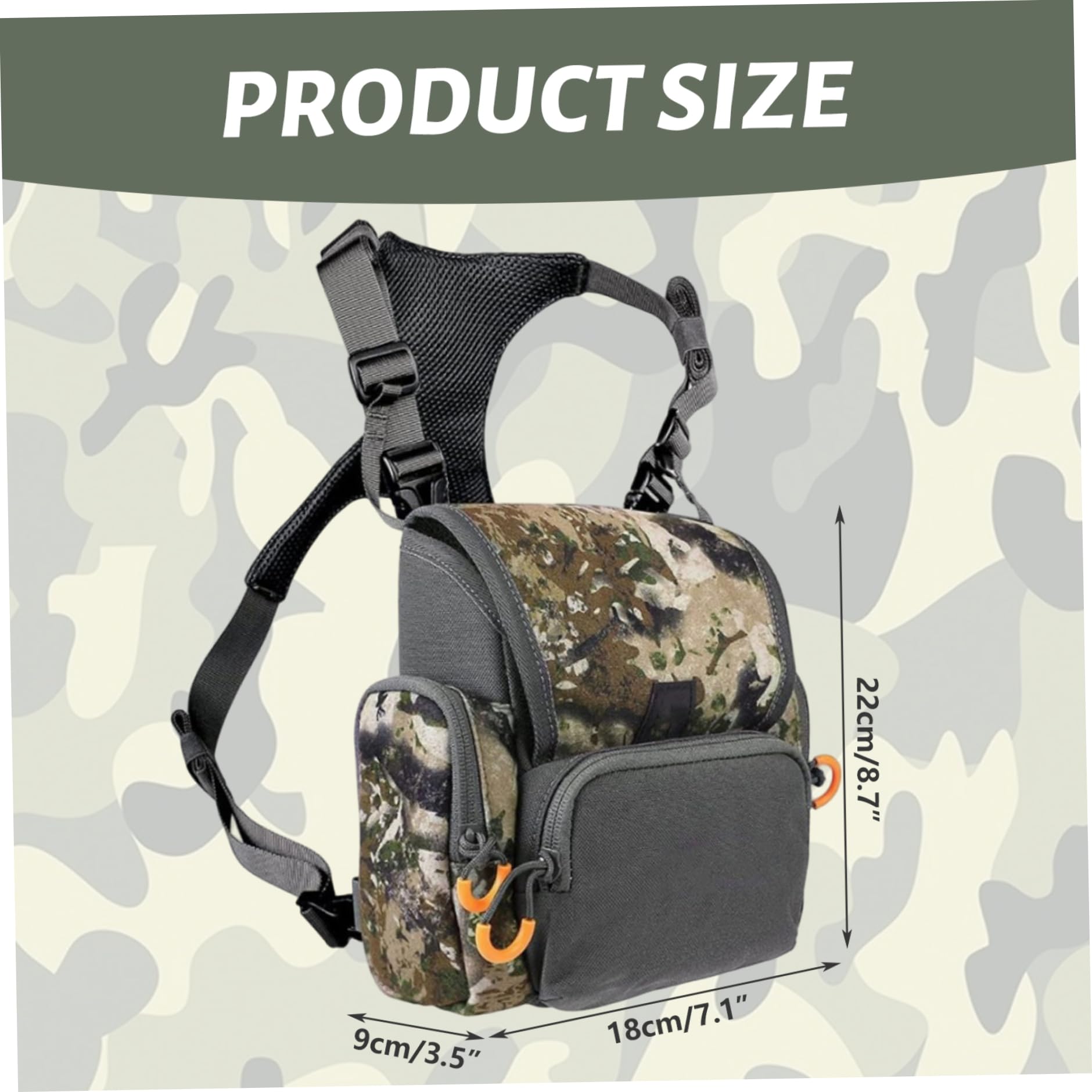 Fernglasgeschirr, atmungsaktiv, verstellbar, Jagd-Brusttasche mit Mehreren Taschen, wasserdicht, Jagdtasche für Männer und Frauen, Tarnung