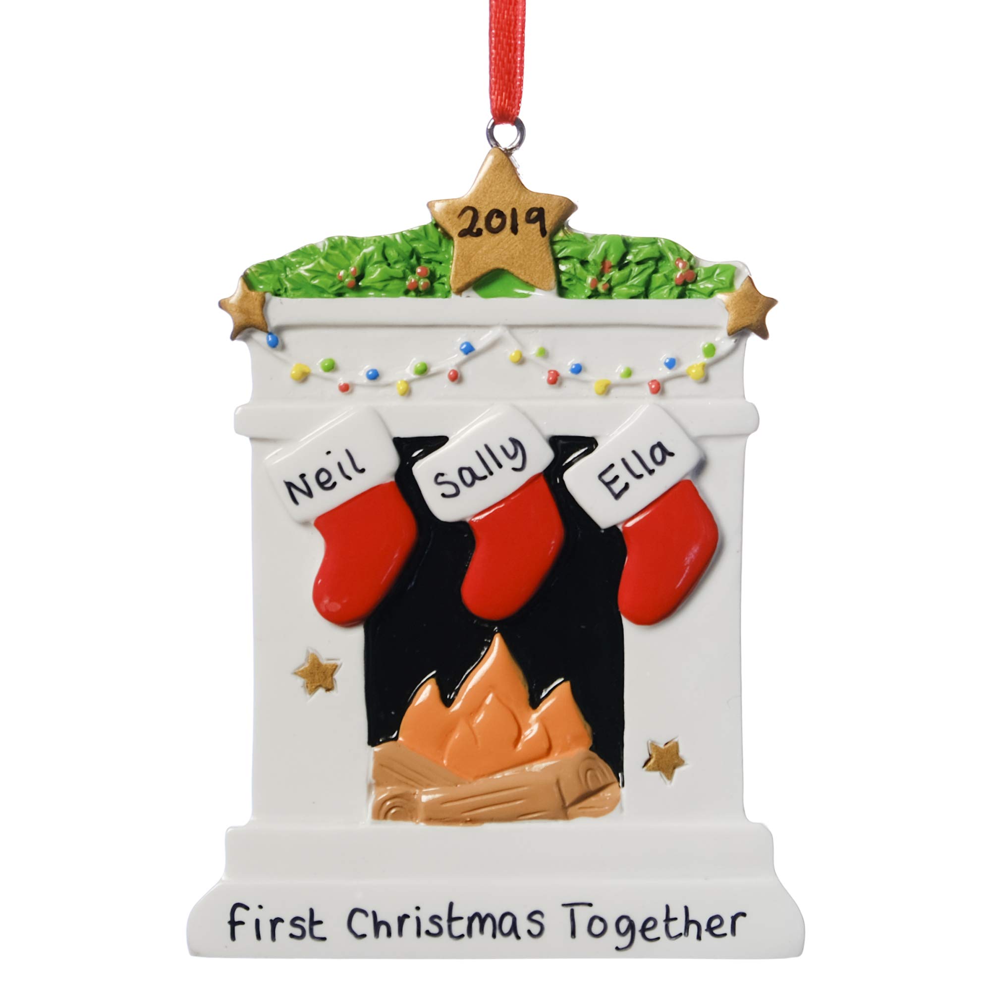 Personalised Fireplace Christmas Decoration Xmas Gift Family Keepsake Idea 2 3 4 5 6 Names 9cm (3 stockings)