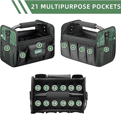 Miniatura 4 de Bolsa de herramientas pequeña de 11 pulgadas, bolsa de herramientas superior abierta con mango de acero inoxidable y correa de hombro ajustable, 21