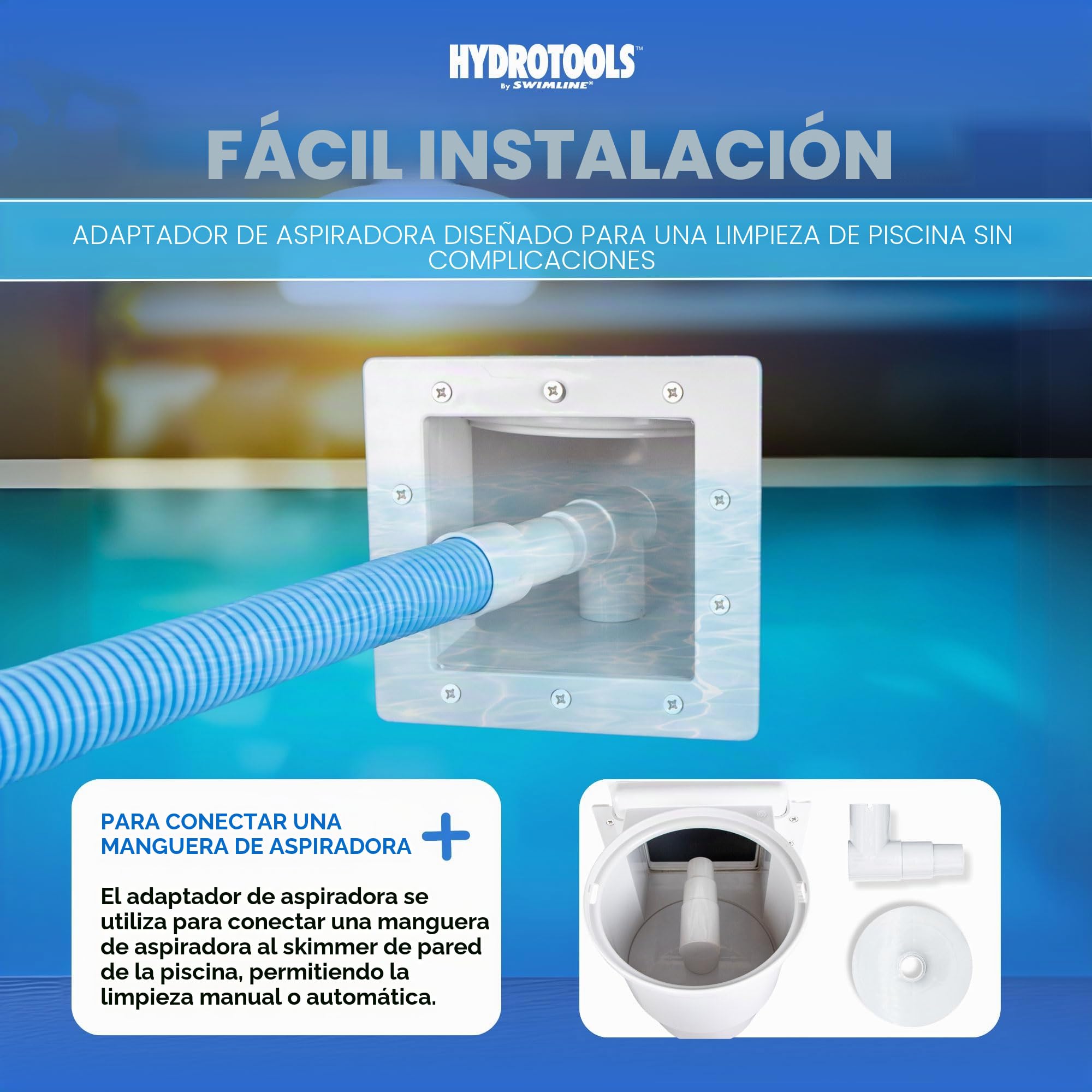 Swimline HYDROTOOLS, Kit de Skimmer estándar de ABS a través de la Pared, Incluye Montaje de Retorno y Placa de vacío, Accesorios de Mantenimiento para Piscinas hinchables y de Patio Trasero, Blanco