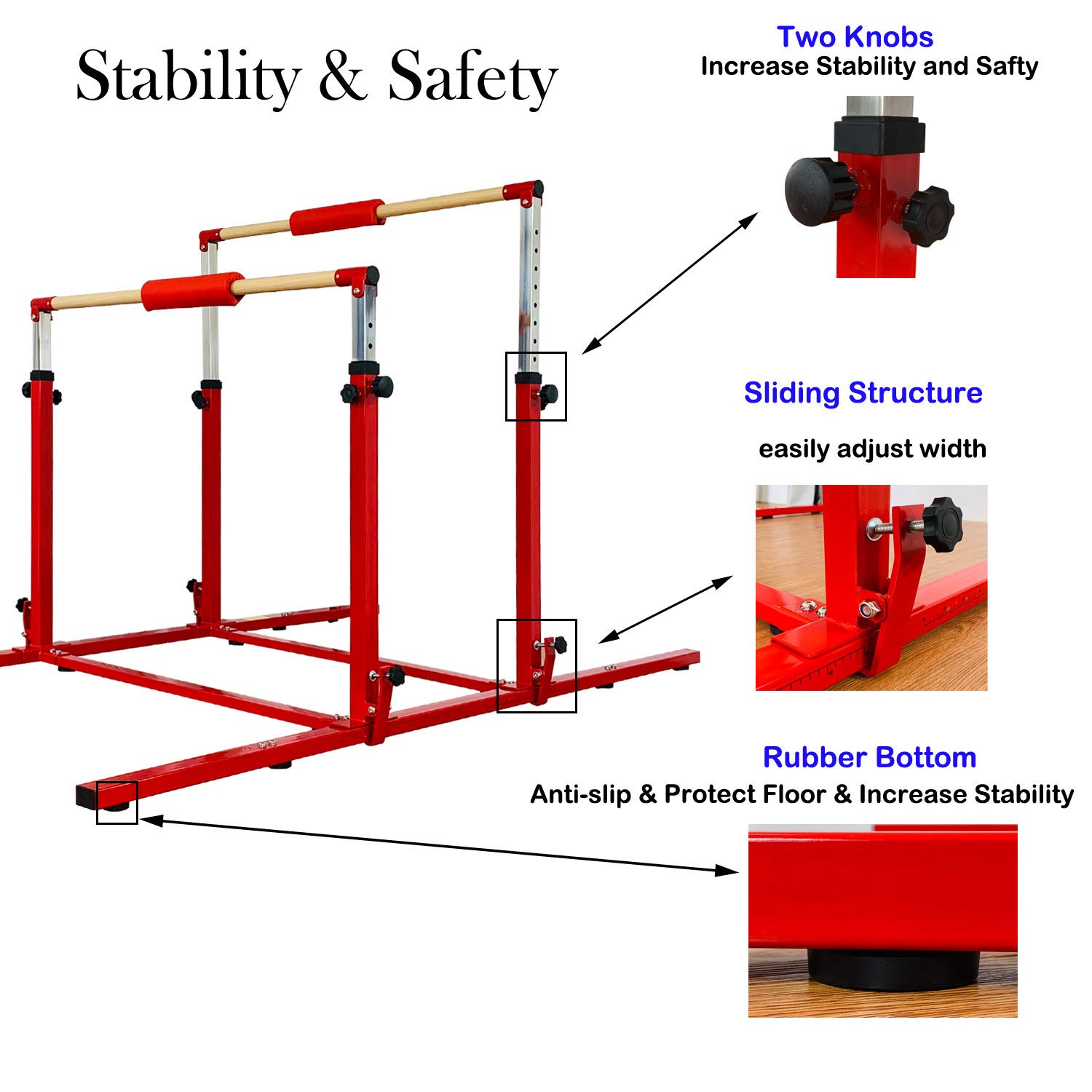 Buy MARFULA Gymnastics Double Horizontal Bar 3Play Parallel Bars Uneven