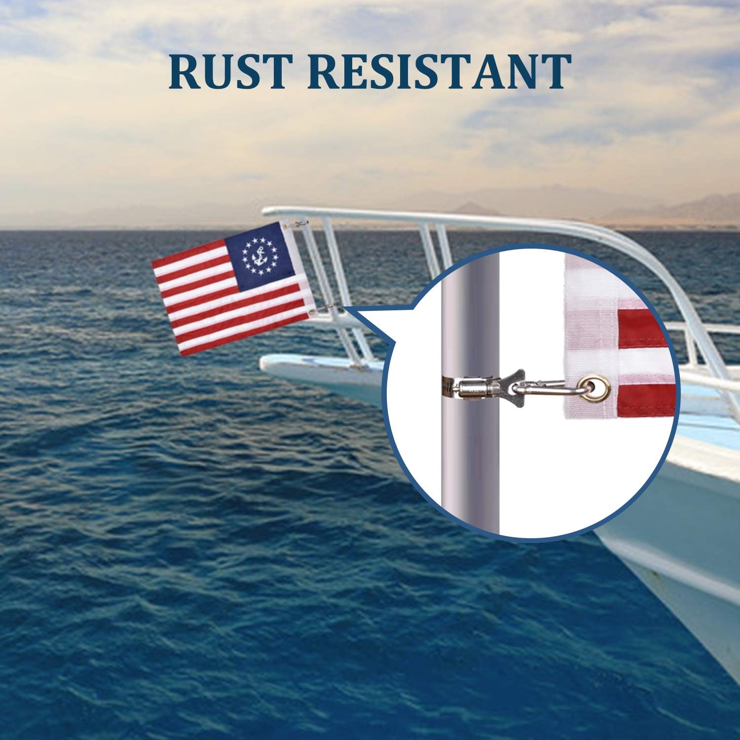American Boat Flag Marine Flag with 4 Boat Flag Pole Kits, Double Sided Ensign Nautical USA American Flag for Pontoon Boat Accessories with 2 Brass Grommets (16x24 inch) : Sports & Outdoors