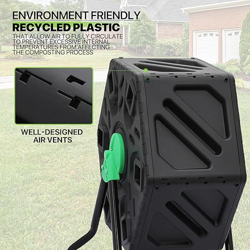 Miniatura 7 de Magshion 1 vaso de compostaje de cámara exterior de 17 galones de material libre de BPA, para uso al aire libre, para todas las estaciones, de alto