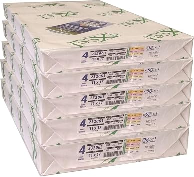 Excel One Carbonless 4-Part Reverse Paper Gold/Pink/Canary/White, 11" x 17" 232063 - 125 Sets Per Ream - Case of Five 5 Reams 625 Sets