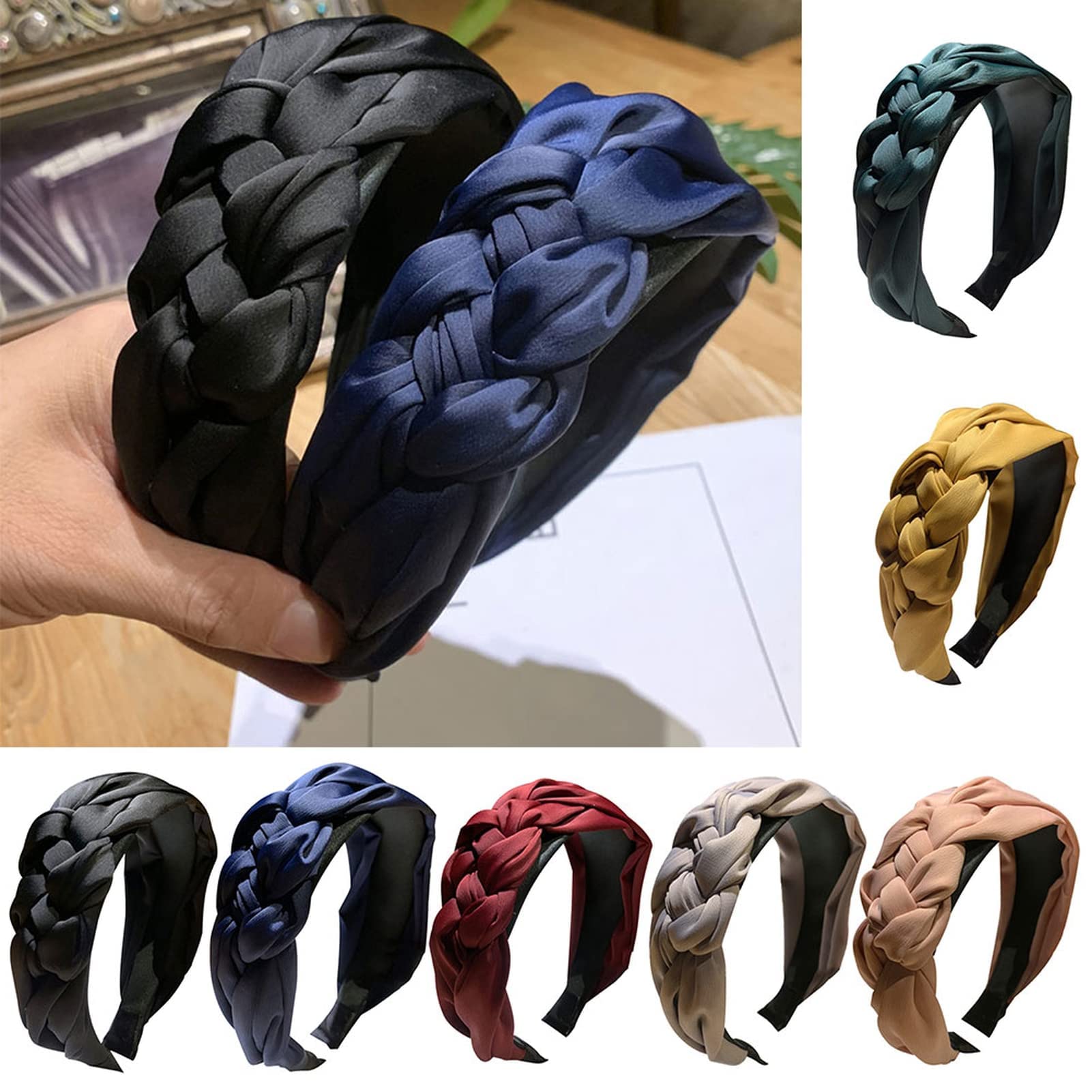 Obręcze do włosów, moda damska Twisted Knot Hair Hoop Szeroka opaska do włosów Nakrycia głowy Akcesoria do pałąków na głowę (różowy jeden rozmiar)