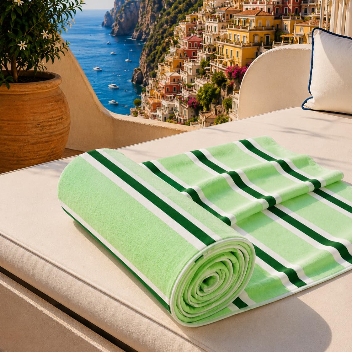 PETTI Artigiani Italiani - Microfibre Beach Towel, Beach or Pool Towel, Beach Towel, Large 90 x 180 cm, Millerighe 06