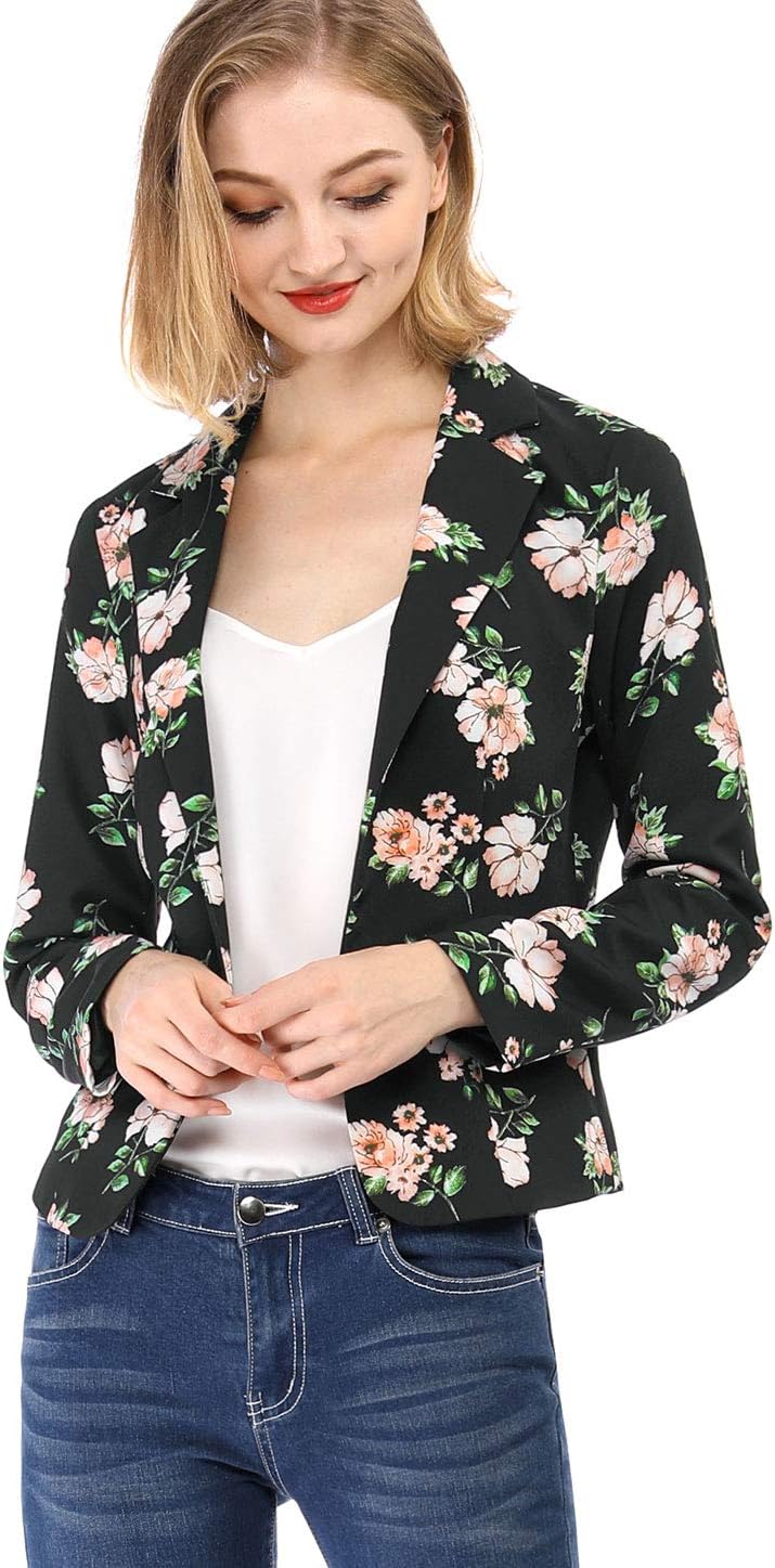 Allegra K Women’s Long Sleeve Notched Collar Elegant Open Blazer Jacket