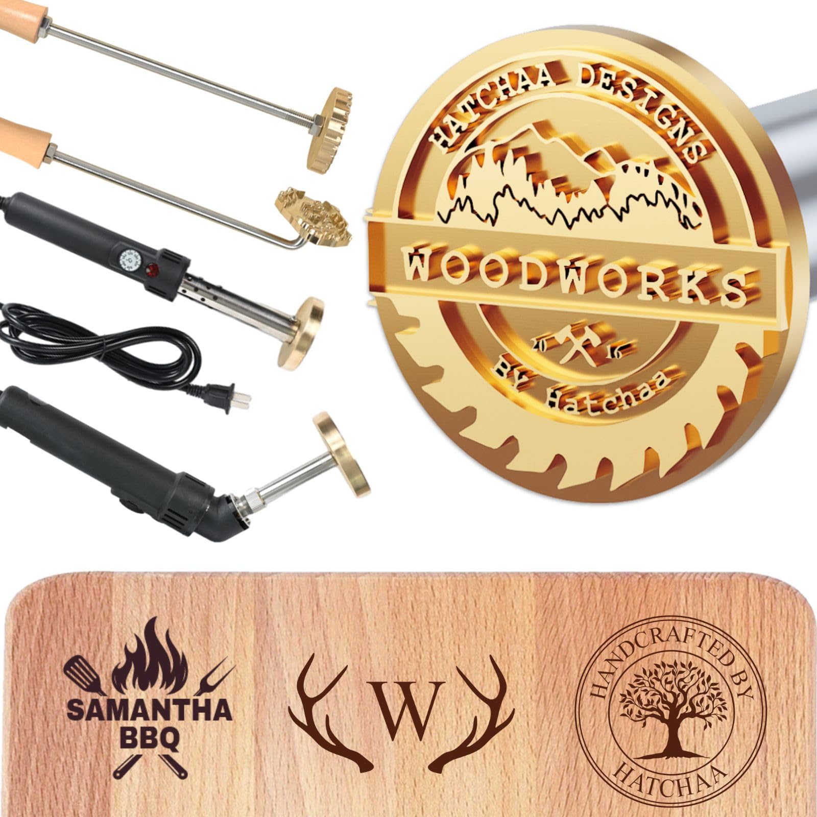 Hatchaa Custom Electric Branding Iron for Wood, Wood Branding Iron Personalized Letter Stamp for Leather Food, Mark Your Logo & Text into Metal Mold, Wedding Gift & Crafts, Woodworking Tools(2Inches)