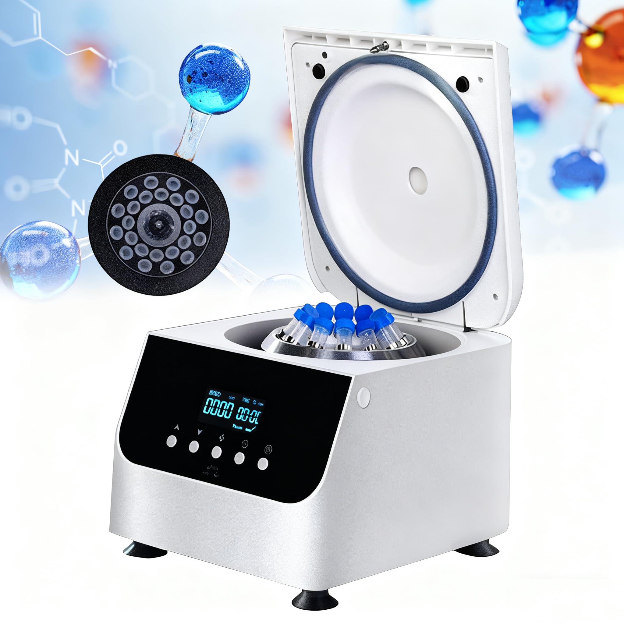 Centrífuga de sobremesa Inteligente de Laboratorio, centrífuga clínica y de PRP, Pantalla LCD, regulación de Velocidad (0-4000 RPM) y Temporizador (0-99 min) para Uso médico 50ml*6