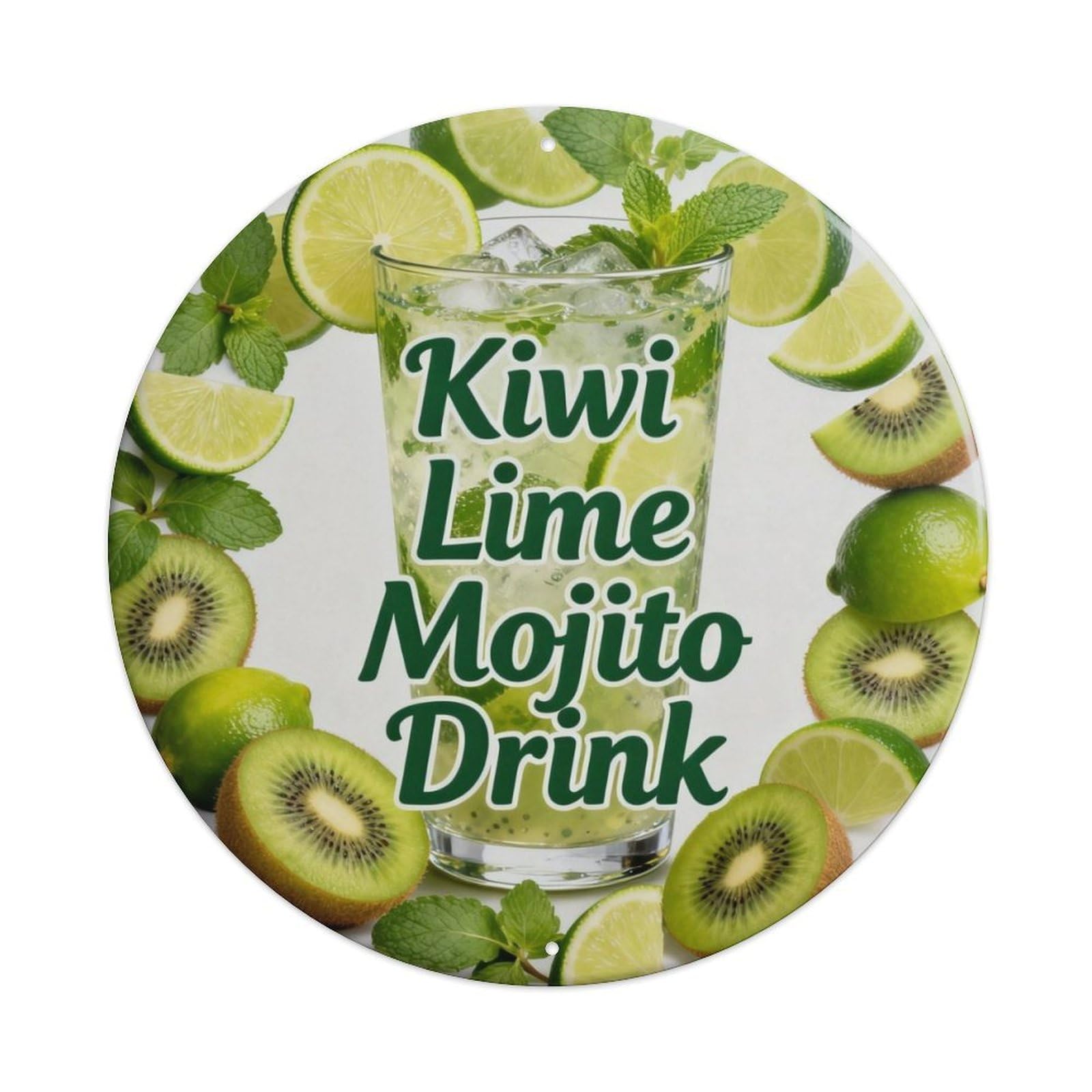 Kiwi Lime Mojito Cocktail Metal Tin Sign Plaque