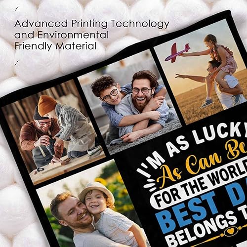 Miniatura 4 de LOSARON Regalos para papá, mantas personalizadas con fotos de The World's Best Dad Belong to Me, 7 fotos, colección de fotos personalizadas para