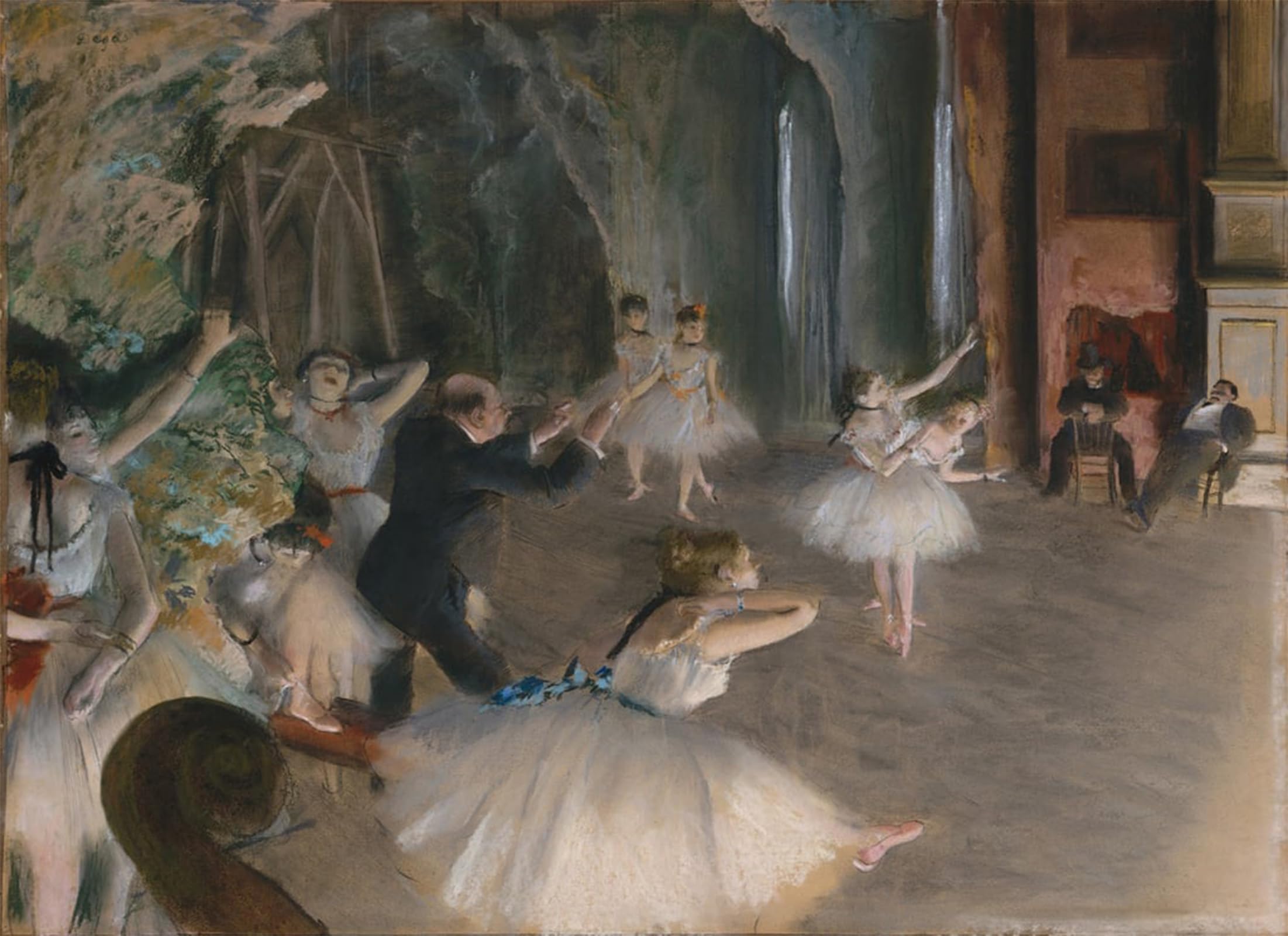 SERENDIPITP Abstract Painting Mural Print Picture Wall Decor Painting the Rehearsal of the Ballet on Stage by Edgar Degas Vintage Wall Artwork for Home Decor 60x90cm