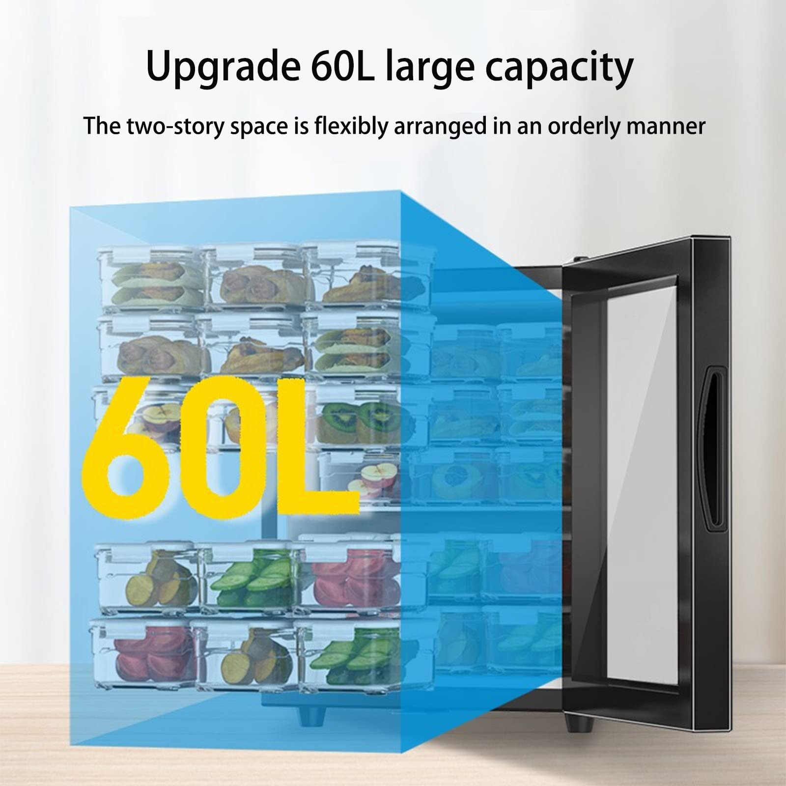 Congelatore per Alimenti Armadio refrigerato per Alimenti Campione Ghost 60L Vetrina per Campioni Piccola Scuola Scuola Materna Azienda Mensa Frutta e Verdura (100L)