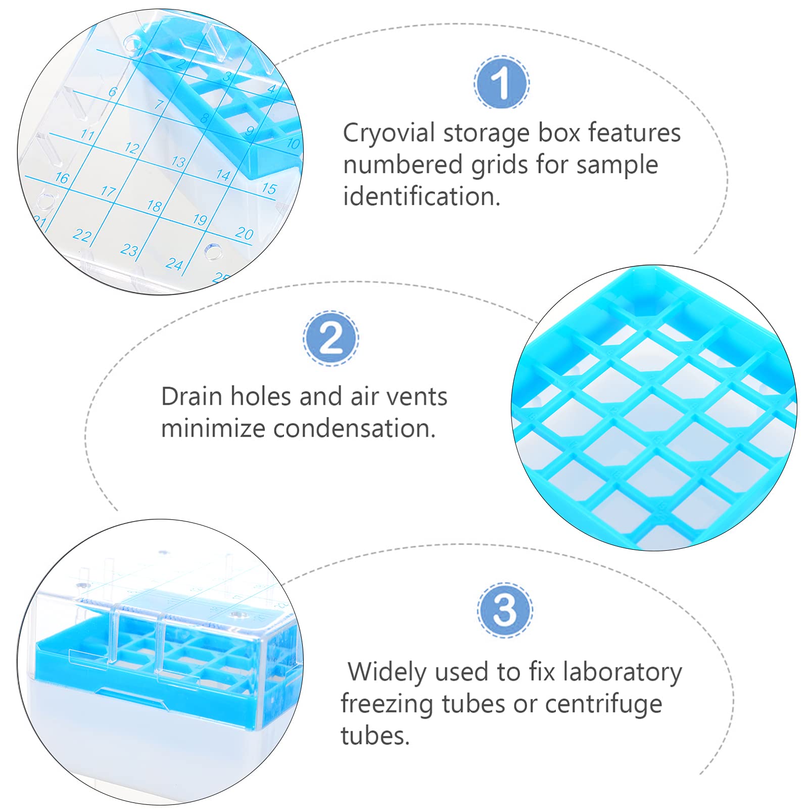 Unomor Box Freezing Test Tubes Storage Box Cryovial Rack for Ultra Low Temperature Cell and Protein Preservation for Lab Use