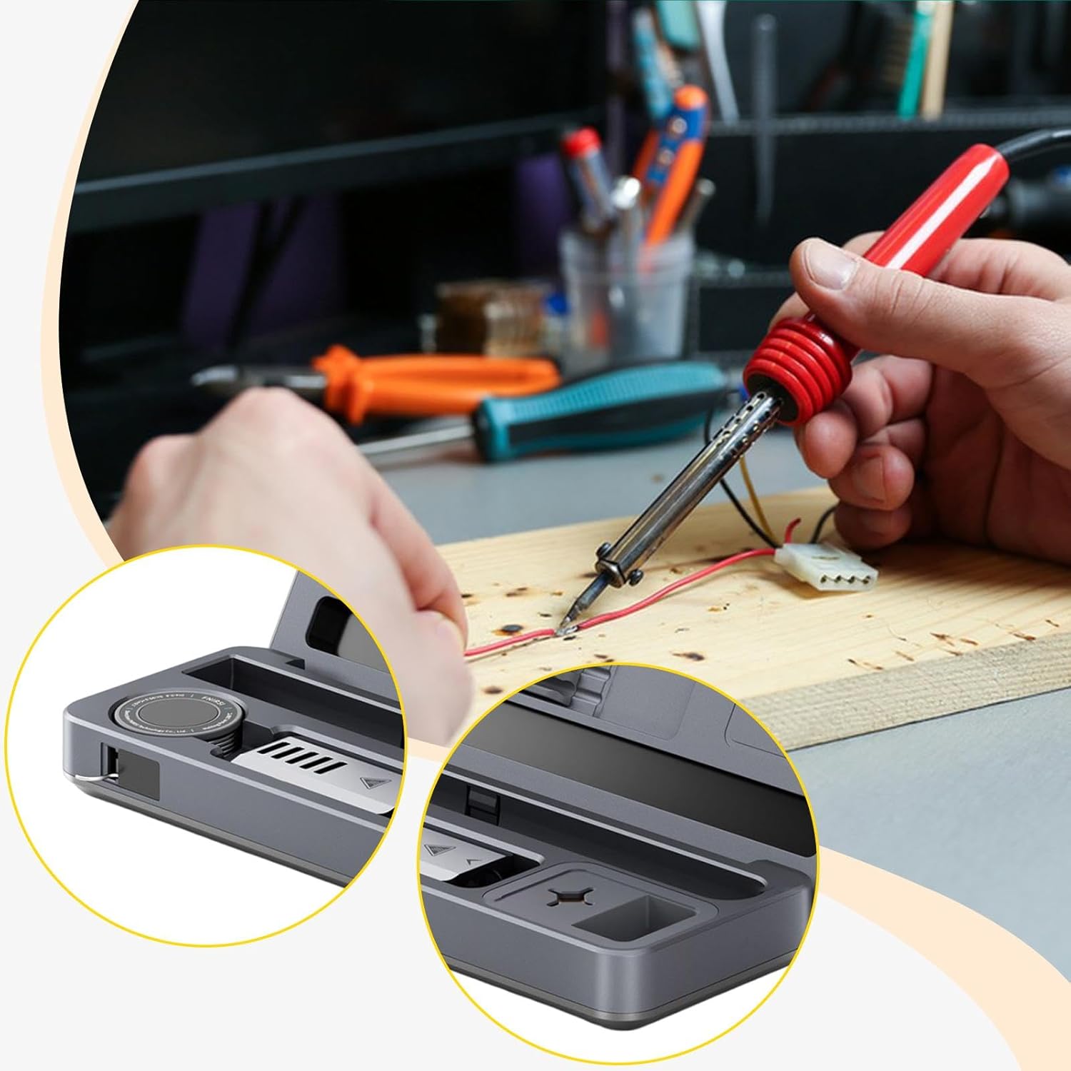 Mdlhcm はんだごて ポータブル 溶接ツール アルミ合金製 ウッドバーニングツール 多機能 はんだ付けセット 頑丈 DIYツール