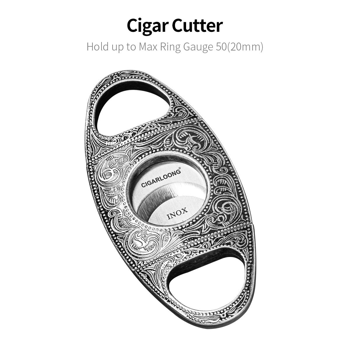 CIGARLOONG Cigar Cutter and Lighter Set Sharpening Blade Engraved Cigar