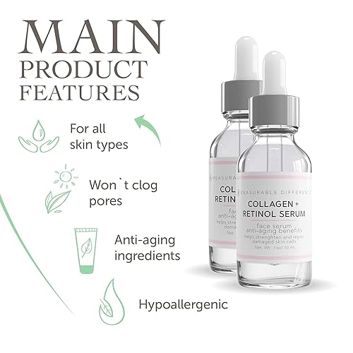 Miniatura 4 de Measurable Difference Suero de colágeno + retinol, 1 onza  Suero facial antienvejecimiento  Fortalece e hidrata la piel, restaura la elasticidad,