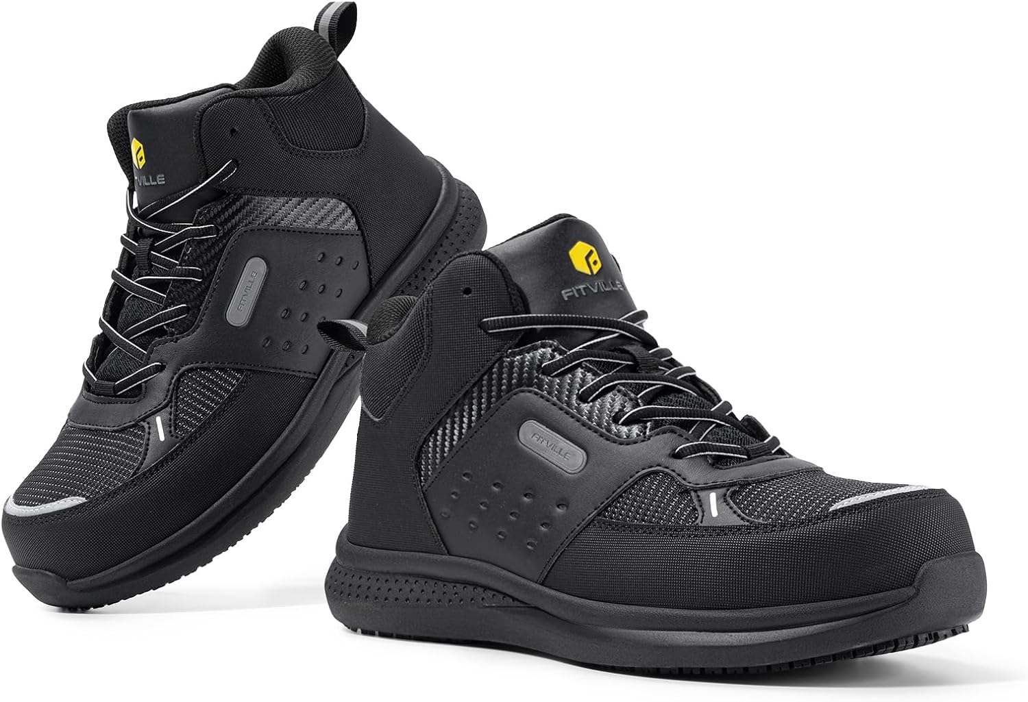 FitVille Wide Work Boots for Men Composite Toe Safety Work Shoes Slip-Resistant Work Boots Waterproof Lightweight - SteelCore - Image 3